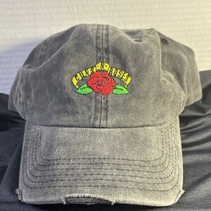 Vintage Grey Guns-N-Roses Hat with Red Rose Embroidery